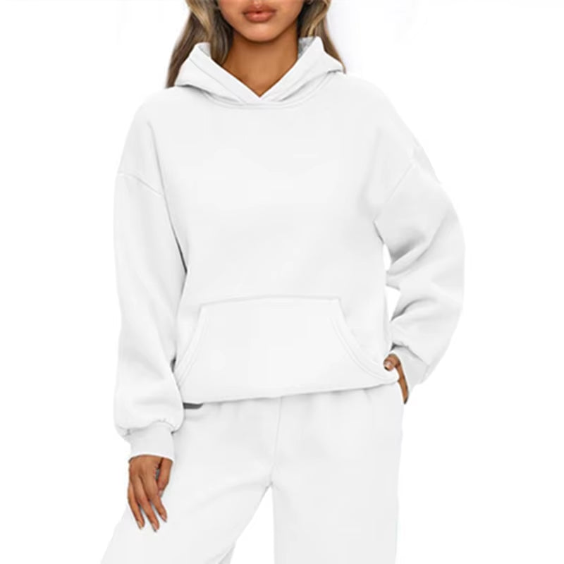 Autumn Winter Casual Sports Hoodie Sweatshirt Solid-Color Long-Sleeve Women'S Fashion Loose Hoodie Women'S Tops Pullover