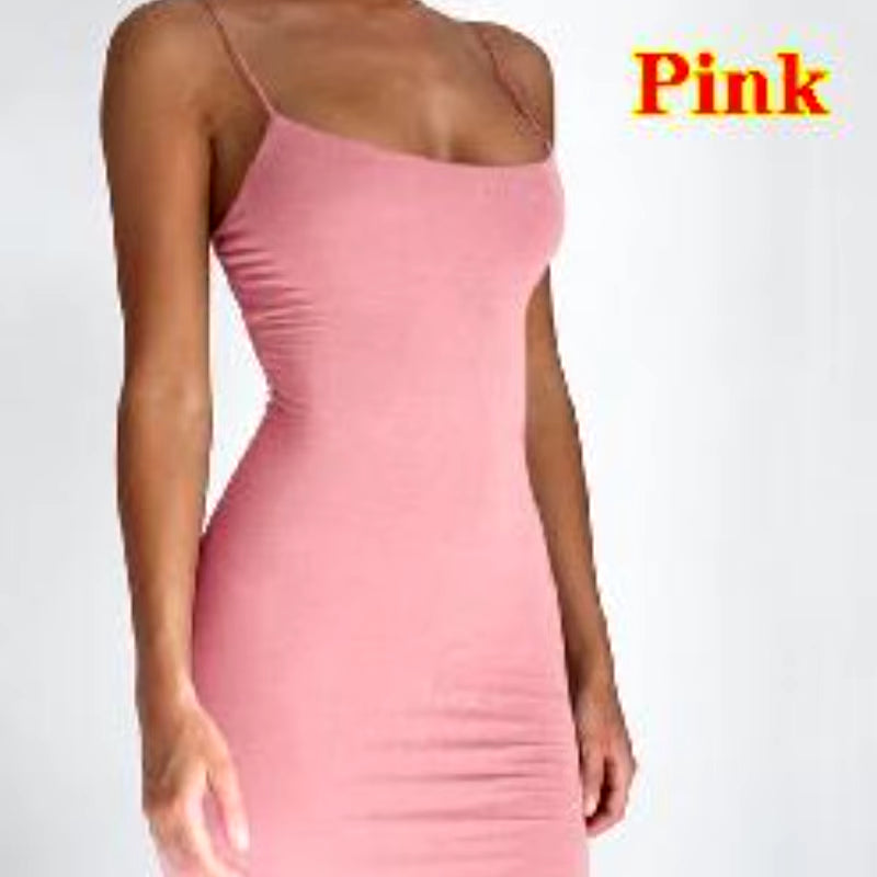Summer Spaghetti Strap Mini Dress 2025 Women Sexy Bodycon Club Party Dresses Short Female Camisole Solid Black Sheath Sundress
