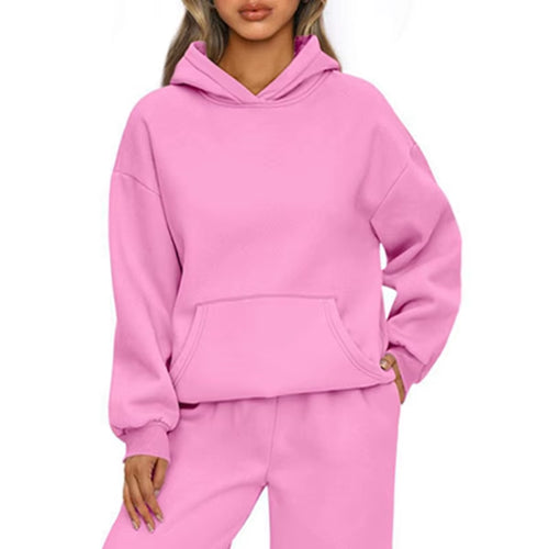 Autumn Winter Casual Sports Hoodie Sweatshirt Solid-Color Long-Sleeve Women'S Fashion Loose Hoodie Women'S Tops Pullover